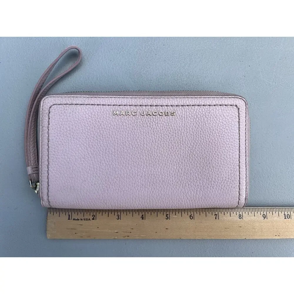 Marc Jacobs Leather Zip-round Long Wallet Wristlet S104L01FA21 Peach Pink